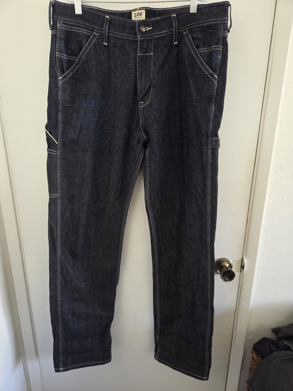 LEE 101 Workwear Raw Selvedge Hemp Men's Relaxed Fit Carpenter Jeans 34x34